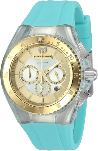 Vista 3 de TechnoMarine Reloj Cruise de cuarzo blanco de acero inoxidable para mujer (ModelTM-116002), Oro, Cronógrafo
