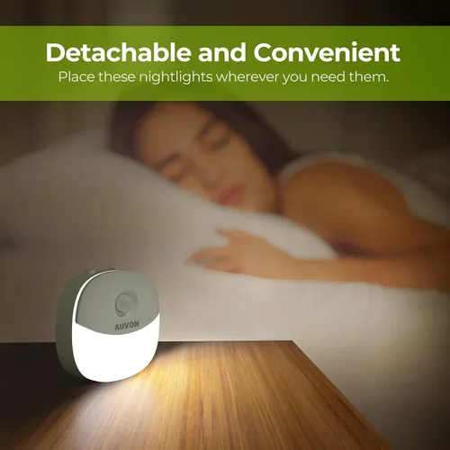 Vista 7 de AUVON - Luz nocturna recargable con batería, mini con sensor de movimiento, luz LED blanca fría autoadhesiva para armario con sensor de atardecer a