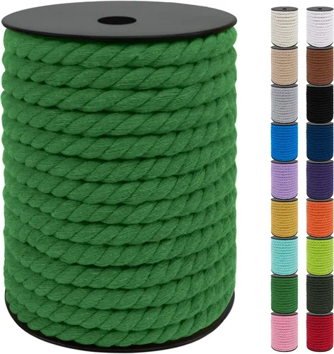 Vista 17 de JeogYong Cordón de algodón de 10mm, 22.86 metros de cuerda natural para macramé, hilo de 3 hebras torcido, cuerda para macramé para manualidades