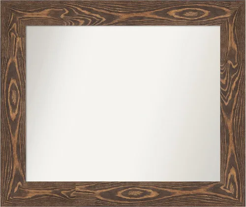 Vista 216 de Amanti Art Espejo de baño marrón para sobre fregadero, 26 x 26 pulgadas, espejo de tocador cuadrado marrón rústico Alexandria, marco de madera