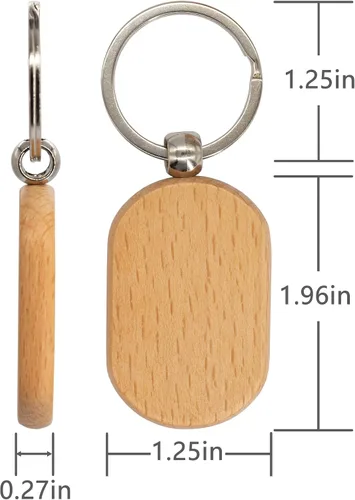 Vista 2 de TFoRibbon Paquete de 20 llaveros de madera en blanco con grabado de madera rectangular