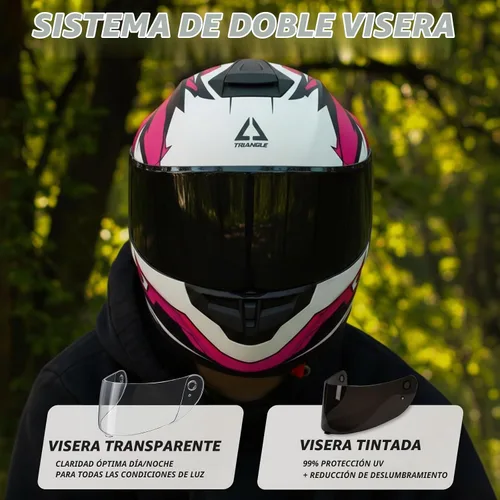 Vista 6 de TRIANGLE Casco de motocicleta de cara completa, aprobado por DOT, para Mate rosa