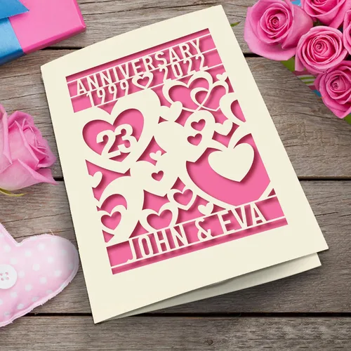 Vista 4 de EDSG Tarjeta de aniversario para parejas, tarjeta de felicitación personalizada con cualquier nombre y fecha para mujeres, esposa, para ella, tema