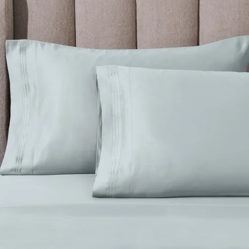 Vista 5 de Superior Juego de sábanas de algodón egipcio de 4 piezas, 1000 hilos, diseño moderno, sábanas sostenibles, básicas, sólidas, sábana bajera