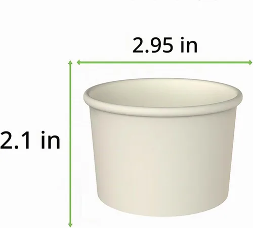 Vista 3 de 100 Pcs 4 Ounce Paper Ice Cream Cups Disposable Dessert Bowls White
