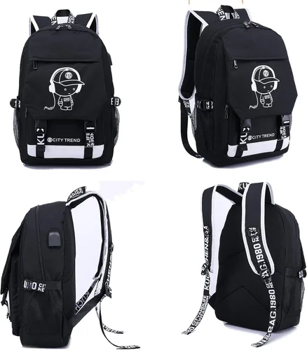 Vista 7 de Asge La escuela de los adolescentes grandes mochilas impermeables de nylon de la impresión del fútbol para los niños y niñas de 8-15 años