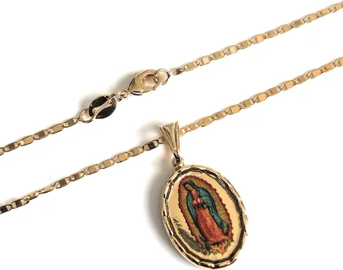 Vista 6 de Virgen de Guadalupe - Collar con medalla de ambos lados, cadena de ancla de 17.5 pulgadas