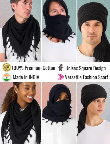 Vista 67 de LOVARZI Shemagh Cottons Arab Keffiyeh - Bufanda militar táctica para cabeza y cuello