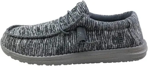 Vista 8 de Zapatos Wally de Hey Dude en varios colores claros, para hombre, mocasines con cordones para hombre, cómodos y ligeros Gris azulado
