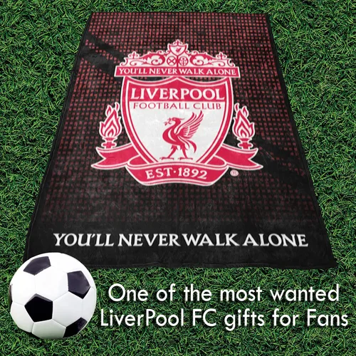 Vista 6 de Liverpool - Manta de forro polar con escudo de fútbol, suave, LFC, cálida manta de viaje para sofá, manta de malla Liverpool, regalo para hombres