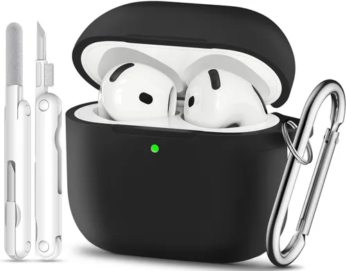 Vista 19 de Funda para AirPods Pro, funda de silicona suave compatible con Airpods Pro de 2ª/1ª generación para mujeres y niñas, con kit de limpieza y llavero 1