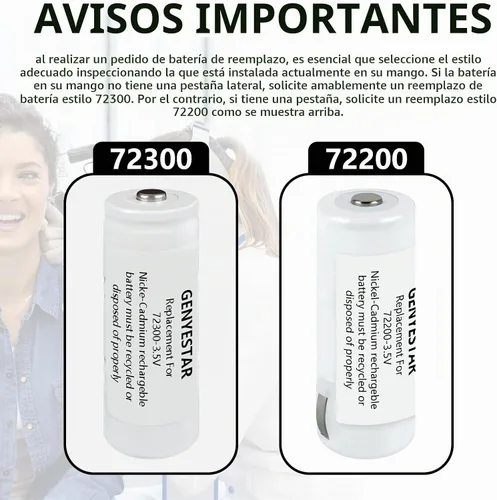 Vista 4 de Batería de repuesto para baterías recargables Welch Allyn 72300 1300 mAh