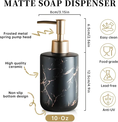 Vista 5 de Dispensador de jabón dorado, dispensador de jabón para platos para cocina, dispensador de bomba de jabón líquido para ducha, dispensador de loción