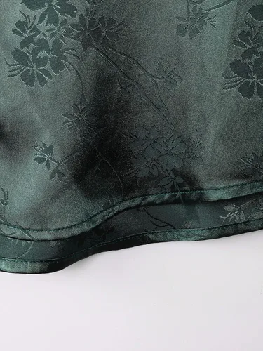 Vista 7 de Floerns Blusa de satén de manga corta con botones frontales y estampado floral para hombre