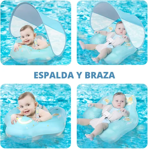 Vista 5 de Loowarts Baby Pool Float with Canopy and Safety Seat,Infant Swim Float & Pool Float & Baby Water Float & Swimming Floats UPF50+ UV Protection for