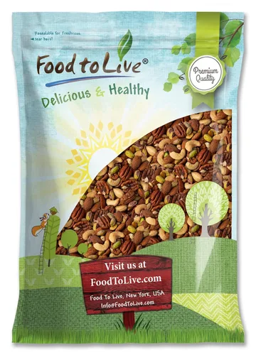 Vista 9 de Food to Live Mezcla prémium de cuatro nueces, 8 onzas, una mezcla de pistachos tostados secos, almendras, nueces, anacardos y almendras con sal