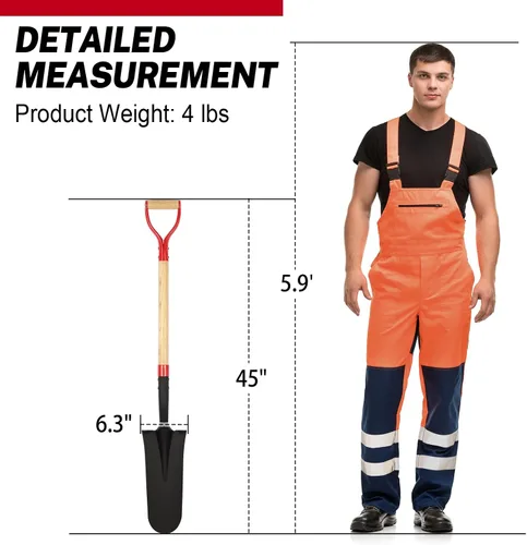 Vista 7 de Nohovu Pala para Excavar, Pala Resistente con Mango en D, Pala de Zanja para Jardinería, 45 Pulgadas