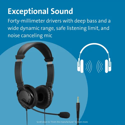 Vista 2 de Kensington Auriculares de alta fidelidad de 0.138 in con micrófono y botón de control de volumen (K33597WW)