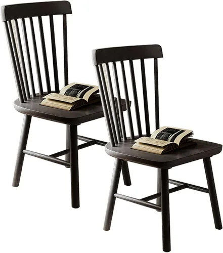 Vista 9 de JKGHK - Sillas de comedor de madera, sillas de cocina sin brazos, silla lateral de sala de estar con respaldo hueco a rayas, silla de comedor