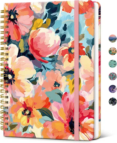 Vista 8 de Taja Cuaderno de Diario en Espiral con Líneas para Mujeres, A5 Lindo Cuaderno de Tapa Dura con Rayas Universitarias para Trabajo y Toma de Notas
