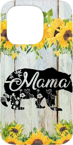 Vista 14 de Mama Bear Rustic Woodgrain Sunflowers Farmhouse Country Mom Case for iPhone 17