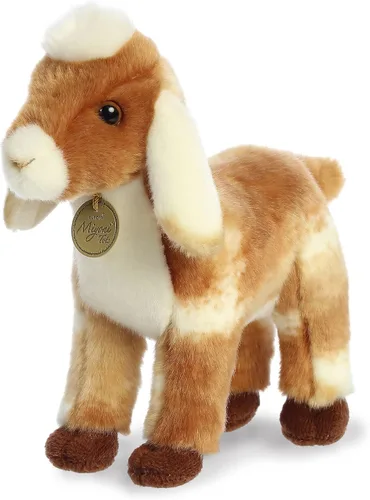 Vista 5 de Aurora® - Adorable cabrito nubio de peluche Miyoni®, detalle realista, compañía entrañable, marrón, 11 pulgadas
