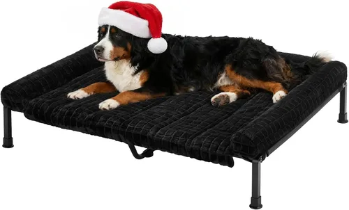 Vista 13 de Veehoo Cama Elevada para Perros de Tamaño Grande con Cojín Reforzado de Felpa Esponjosa, Cama Sofá Ortopédica Lavable para Perros, Catre Elevado
