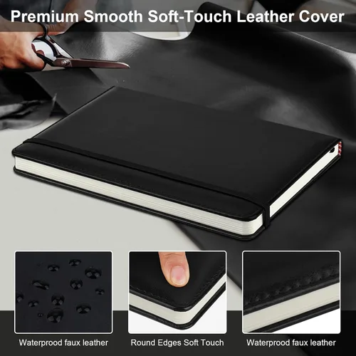 Vista 3 de ZCZN Cuadernos de Diario Forrados para Trabajo, 14x21 cm, 192 Páginas, Cuadernos de Cuero de Tapa Dura A5 para Escritura, Diario y Viaje, Cuadernos