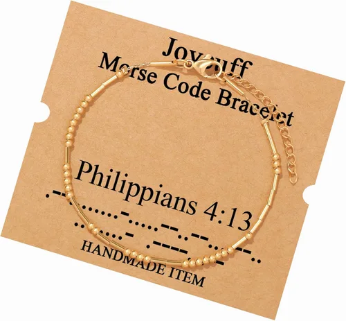 Vista 17 de JoycuFF Pulseras inspiradoras de código morse para mujeres, cuentas de plata, joyería con mantra de motivación, regalos para ella