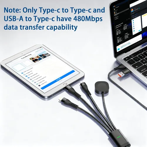 Vista 5 de Cable de carga múltiple 4 en 2 de 100 W para Samsung Galaxy Watch 8/7/6/5, cargador magnético para Samsung Watch y teléfono, USB C/Lightning/Micro