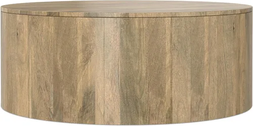 Vista 15 de SIMPLIHOME Millbury - Mesa de centro con tambor de madera maciza de mango Negro