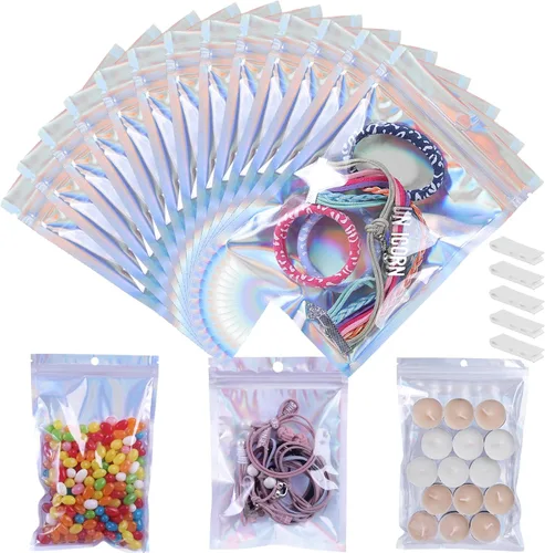 Vista 30 de 400 bolsas de Mylar resellables de 4 x 5 pulgadas, color negro, para almacenamiento de alimentos, bolsa resellable de Mylar con ventana transparente