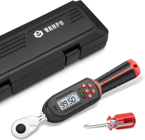 Vista 14 de VANPO Llave dinamométrica digital de 1/2 pulgada 5-99.5 ft-lb/6.8-135Nm, llave dinamométrica electrónica con valor preestablecido, timbre