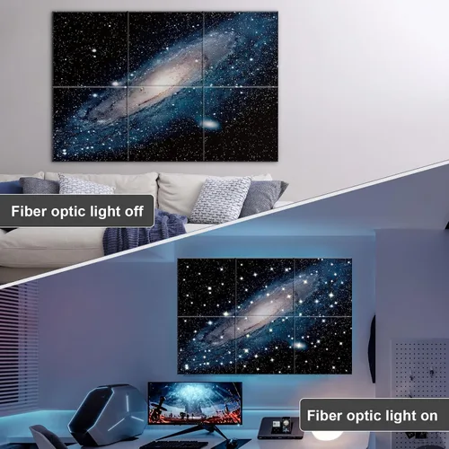 Vista 2 de JBER Paneles acústicos, autoadhesivos, insonorizados, para pared, con destellos de fibra óptica de luz de estrellas (diseños originales), decoración