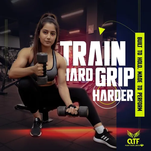 Vista 3 de QTF Puños de elevación para levantamiento de pesas, guantes de goma para gimnasio, protector de palma de gimnasio, almohadillas de agarre