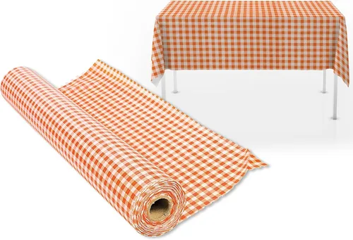 Vista 5 de Fun Express Rollo desechable de plástico a cuadros para manteles de fiesta, mantel azul y blanco para celebraciones de Oktoberfest, picnic
