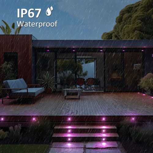 Vista 5 de Iluminación RGB para cubierta φ1.22, luces de cubierta impermeables para exteriores, luces de bajo voltaje de 12 V con control remoto, luz