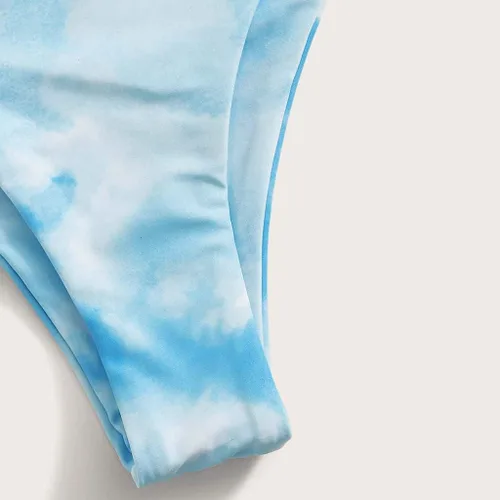 Vista 5 de SNKSDGM Conjunto de brasier deportivo y pantalones cortos con lentejuelas altas para mujer, traje de baño para mujer, traje de baño con cintura