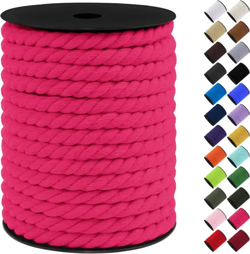Vista 31 de Cordón de macramé de algodón, 0.315 in x 131 pies, hilo grueso para manualidades, cuerda trenzada de 3 hebras para colgar en la pared, ganchos