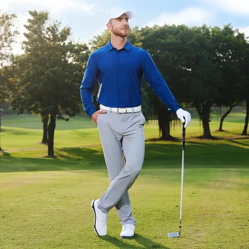 Vista 72 de NAVISKIN Camisas polo de manga larga para hombre, camisas de golf con cuello UPF 50 SPF para hombre, secado rápido, absorbe la humedad