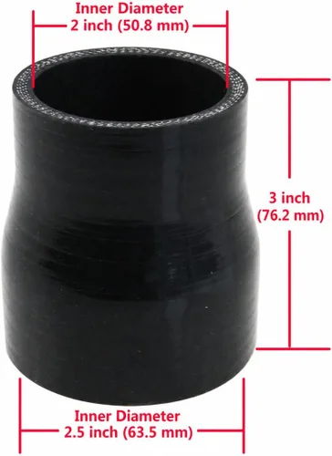 Vista 2 de Ucreative Acoplador recto de manguera de silicona ID 2.0" a 2.5" (51mm a 63mm) de 4 capas con abrazaderas de perno en T 4 capas, 0.197 in