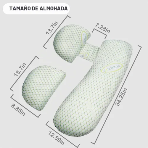 Vista 7 de Almohada de embarazo para mujer, almohada de maternidad de cuerpo completo para soporte de espalda y cadera, funda suave extraíble para comodidad