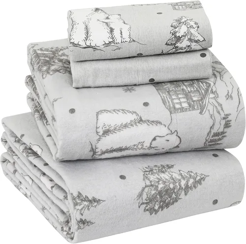 Vista 37 de Sleepdown Juego de sábanas de franela de algodón 100 % de 160 GSM - Gris escarcha, individual