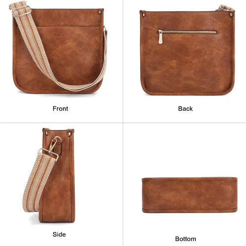 Vista 2 de HKCLUF Bolso cruzado para mujer, 2 piezas, de cuero, con 2 correas ajustables de leopardo, bolsa cruzada