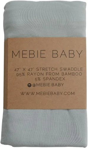 Vista 9 de Mebie Baby Manta elástica a cuadros azules, moderna y neutra para bebé niña o niño, mantas suaves para bebé, manta para recién nacido, 0-3 meses