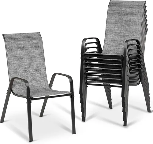 Vista 18 de MAMIZO Sillas de comedor para patio, silla Teslin apilable para todo tipo de clima, juego de sillas transpirables resistentes al aire libre