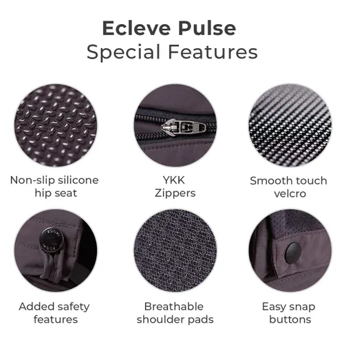 Vista 8 de ÉCLEVE Pulse Ultimate Comfort - Portabebés con asiento de cadera – galardonado transporte delantero y trasero saludable para la cadera en 9