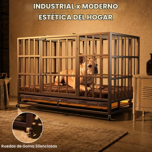 Vista 5 de Hiwokk Jaula para perros resistente de 38 pulgadas, perrera indestructible