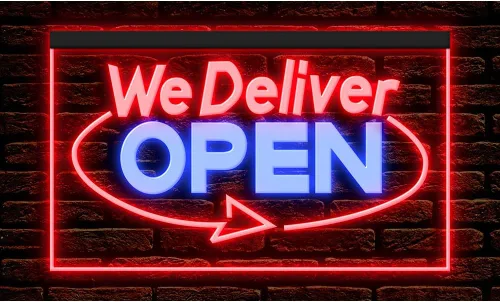 Vista 18 de 110020 We Deliver Open Services Cafe Fast food Shop Restaurant Display LED Light Neon Sign (12" X 8", 16 Colors By Remote)