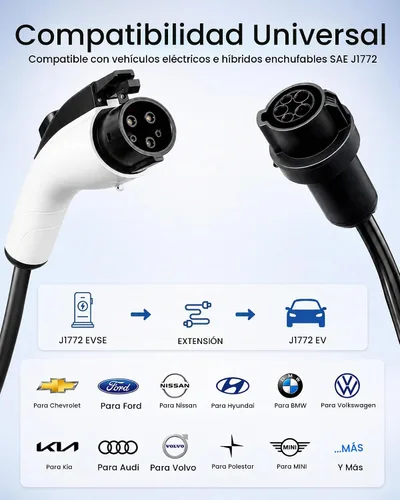 Vista 8 de Cable de extensión WenStorm 50A 30 pies J1772 EV, cable de extensión de cargador EV de nivel 2, cable de extensión EV de 240V de servicio pesado